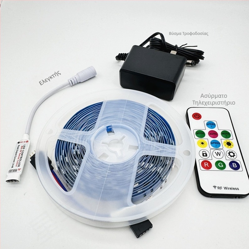 Λωρίδα LED RGB 12V, εύκαμπτη, ρυθμιζόμενης φωτεινότητας, 30/60 LED, πλήρες χρώμα, ατμοσφαιρικό φως, με τηλεχειριστήριο