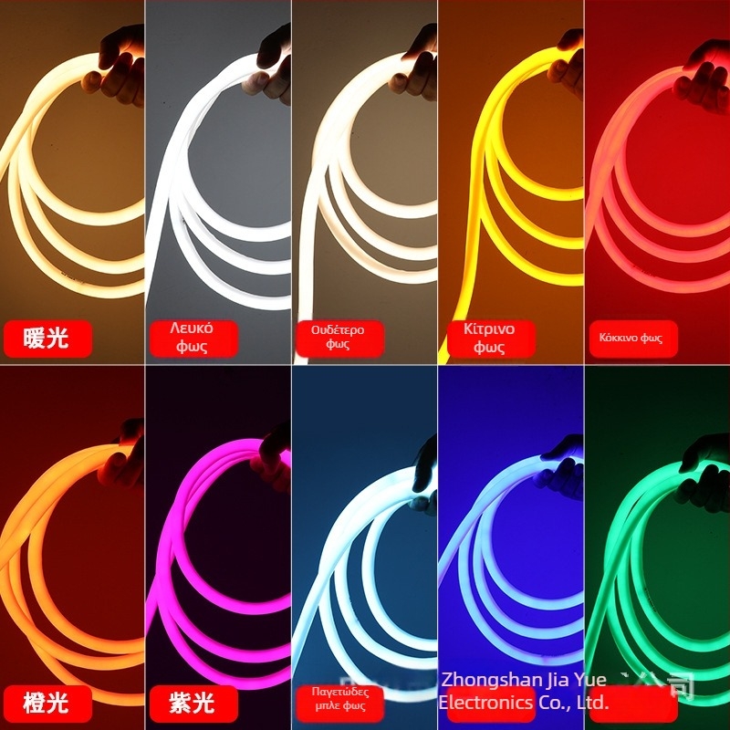 Κυκλική LED νέον λωρίδα, 14 mm, 220V, εύκαμπτη, εξωτερικός αδιάβροχος φωτισμός, 360° φωτισμός