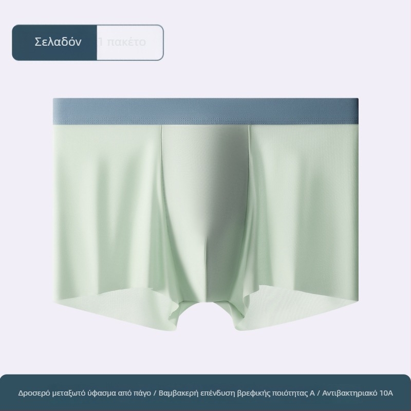 Ανδρικά μποξέρ από Ice Silk, μεγάλο μέγεθος, αναπνέοντα, αντιβακτηριακά, γρήγορο στέγνωμα, μονόχρωμα, με επένδυση καβάλου από βαμβάκι