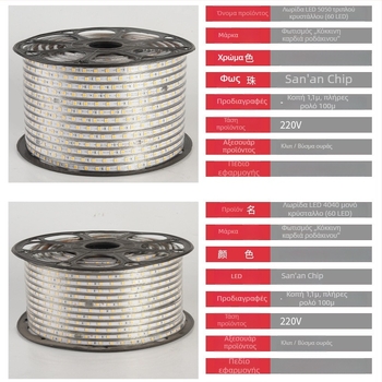 Αδιάβροχη LED ταινία 220V, εύκαμπτη, SMD 5050/4040/2835