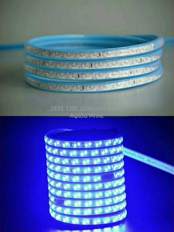 Εξωτερική αδιάβροχη λωρίδα LED, τριών σειρών υπό γωνία, 2835, 220V, LED 5050, χρώματα ροζ, κίτρινο, κόκκινο, πράσινο, μπλε