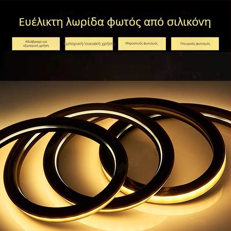 Μαύρη σιλικόνη LED λωρίδα φωτισμού, χαμηλής τάσης, αδιάβροχη, εσωτερική και εξωτερική χρήση, ευέλικτη και καμπτήσιμη