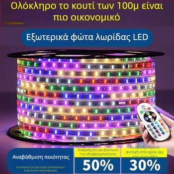 Εξωτερική αδιάβροχη λωρίδα LED, 220V, πολύχρωμα εφέ ροής νερού, διακοσμητικό φωτισμό ατμόσφαιρας για γιορτές