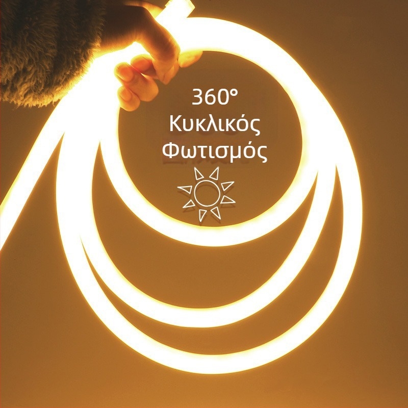 Προσαρμοσμένη LED κυκλική λωρίδα φωτισμού, 220V, εύκαμπτη, 2835 LED, νέον λάμψη, 360° αδιάβροχο εξωτερικό φωτισμό αρχιτεκτονικών έργων