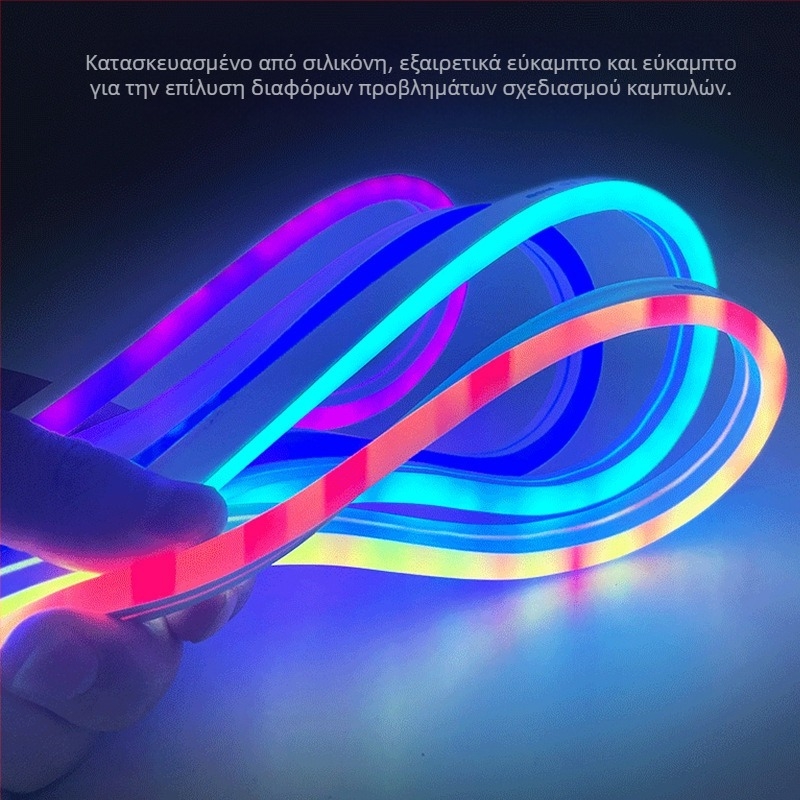 12V LED λωρίδα σιλικόνης με RGB μεταβολή χρώματος, εξωτερική αδιάβροχη εύκαμπτη λωρίδα φωτισμού, με δυνατότητα ρύθμισης φωτεινότητας για μηχανολογικές εφαρμογές