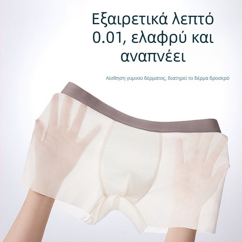 Ανδρικά boxer briefs από ice silk, ultra λεπτά, γρήγορο στέγνωμα, αναπνεύσιμα, χωρίς ραφές, μονόχρωμα, μεγάλο μέγεθος
