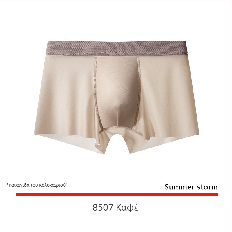 Ανδρικά boxer briefs από ice silk, ultra λεπτά, γρήγορο στέγνωμα, αναπνεύσιμα, χωρίς ραφές, μονόχρωμα, μεγάλο μέγεθος