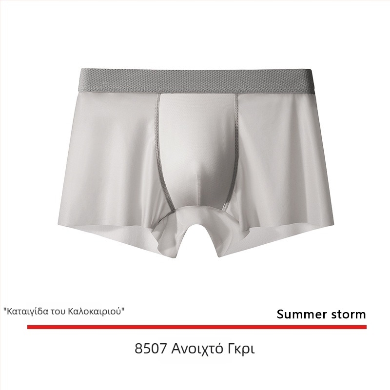 Ανδρικά boxer briefs από ice silk, ultra λεπτά, γρήγορο στέγνωμα, αναπνεύσιμα, χωρίς ραφές, μονόχρωμα, μεγάλο μέγεθος