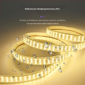Εξωτερική αδιάβροχη LED λωρίδα με 2835 LED, τρεις σειρές, υπερ-φωτεινή για σήραγγες και εργοτάξια, υψηλή φωτεινότητα, είσοδος 110V