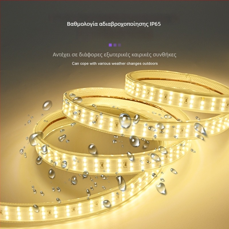 Εξωτερική αδιάβροχη LED λωρίδα με 2835 LED, τρεις σειρές, υπερ-φωτεινή για σήραγγες και εργοτάξια, υψηλή φωτεινότητα, είσοδος 110V