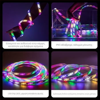 LED λωρίδα μαρκερί με έξι χρωμάτων που αλλάζουν, ρέοντες χρωματικοί ρυθμοί, εξωτερική αδιάβροχη, υψηλή φωτεινότητα, φωτισμός με μετεωρικό εφέ