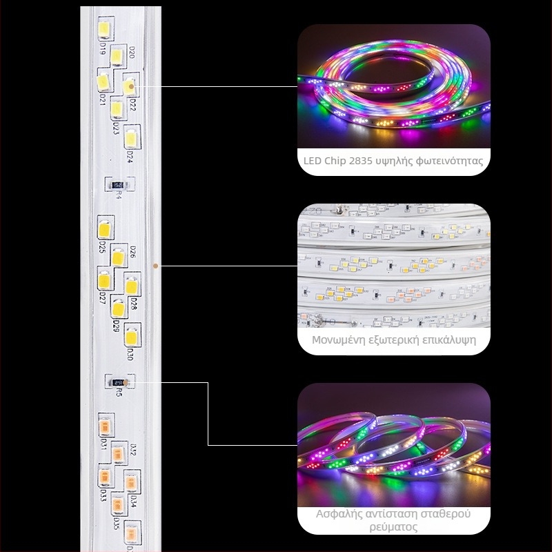 LED λωρίδα μαρκερί με έξι χρωμάτων που αλλάζουν, ρέοντες χρωματικοί ρυθμοί, εξωτερική αδιάβροχη, υψηλή φωτεινότητα, φωτισμός με μετεωρικό εφέ