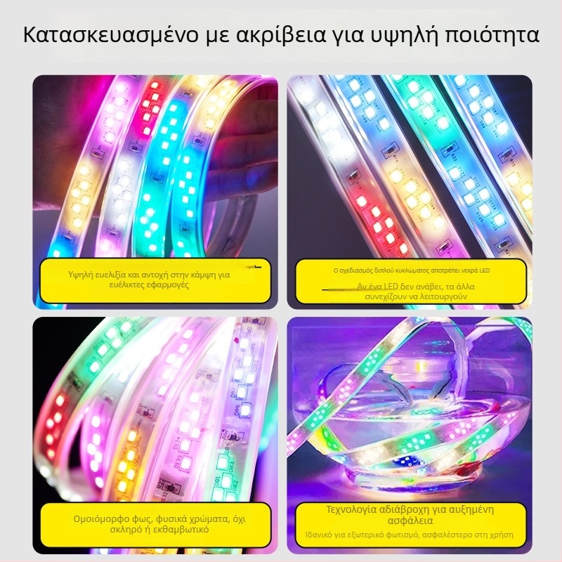 Έξι χρωμάτων εξωτερική LED λωρίδα με εφέ νερού για διαφημιστικό σήμα, αδιάβροχος εορταστικός φωτισμός