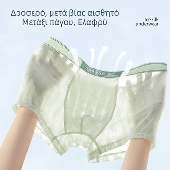 Αντρικά μποξέρ από ice silk, λεπτά και δροσερά, με εκτυπωμένο διάφανο δίχτυ и γρήγορο στέγνωμα