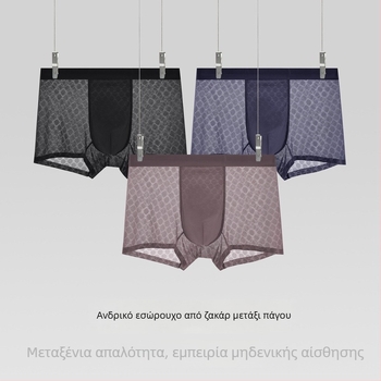 Ανδρικά μποξεράκια Ice Silk Jacquard, καλοκαιρινά, διαπνέοντα, χωρίς ραφές, αντιβακτηριακά, γρήγορο στέγνωμα