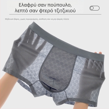 Ανδρικά μποξεράκια Ice Silk Jacquard, καλοκαιρινά, διαπνέοντα, χωρίς ραφές, αντιβακτηριακά, γρήγορο στέγνωμα
