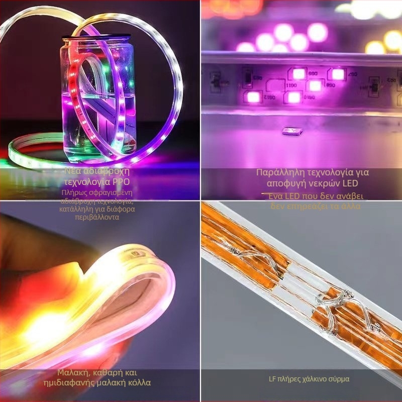 Πολυχρωμη εξωτερικη LED λωρίδα 220V, αδιάβροχος Νέον φωτισμός με ρέον φως για διαφημιστικό σήμα