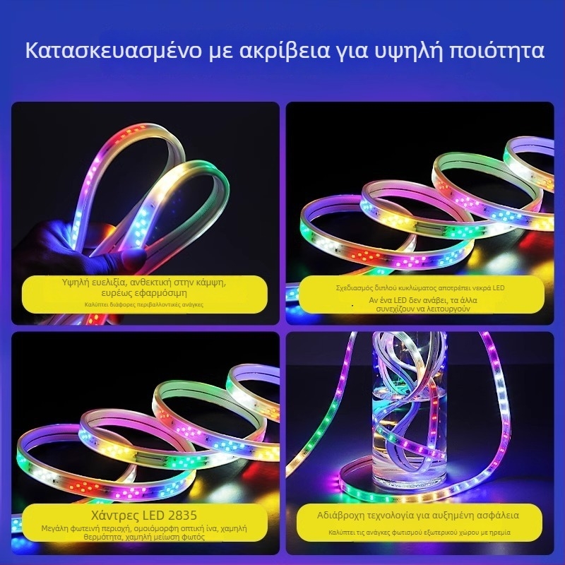 Πολυχρωμη εξωτερικη LED λωρίδα 220V, αδιάβροχος Νέον φωτισμός με ρέον φως για διαφημιστικό σήμα