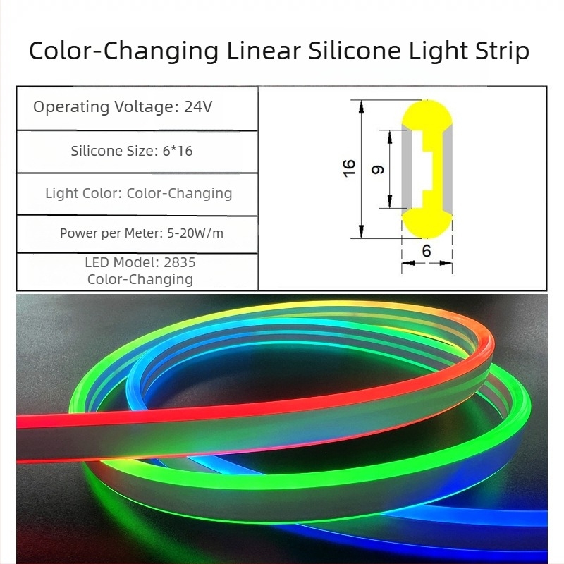 24V LED Νέον Ταινία από Σιλικόνη, Διπλής Όψεως Φωτισμός, Εξωτερική χρήση, 120 LED 5050