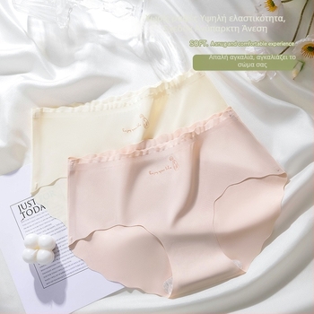 Καλοκαιρινά γυναικεία εσώρουχα από ice silk, χωρίς ραφές, με βαμβακερή επένδυση καβάλου, μεσαίας μέσης, αναπνέοντα και λεπτά, για ενήλικες γυναίκες