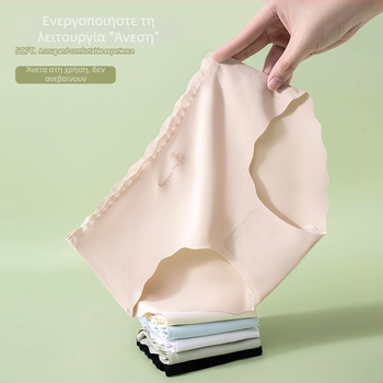 Καλοκαιρινά γυναικεία εσώρουχα από ice silk, χωρίς ραφές, με βαμβακερή επένδυση καβάλου, μεσαίας μέσης, αναπνέοντα και λεπτά, για ενήλικες γυναίκες