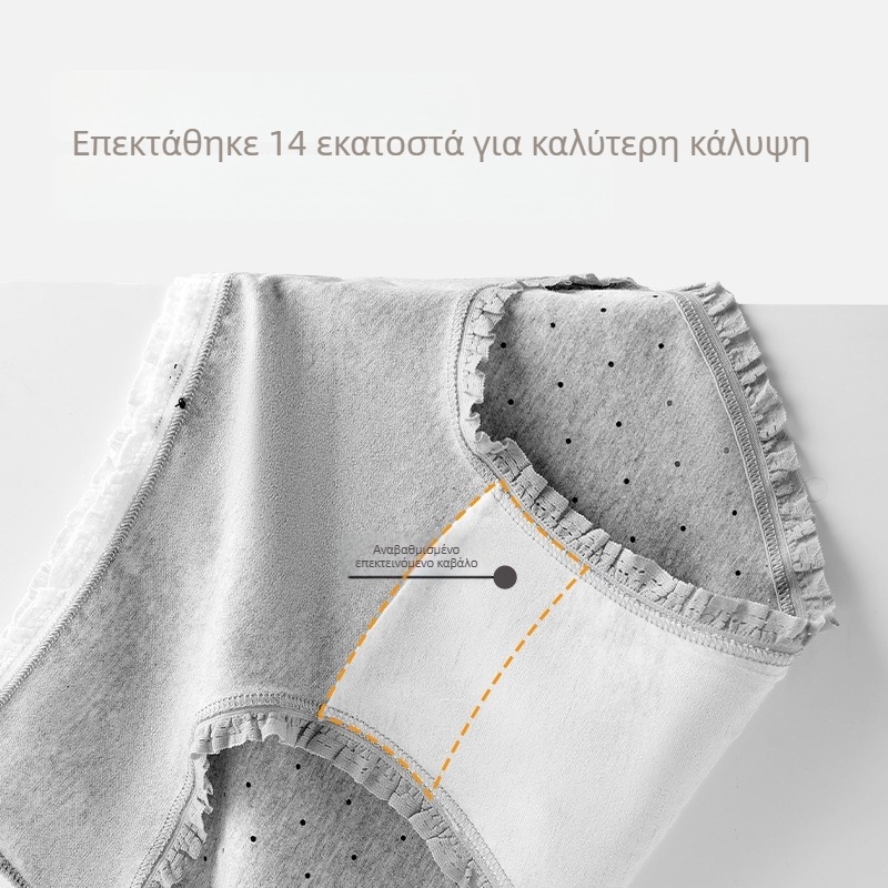 Βαμβακερά γυναικεία εσώρουχα με φιόγκο, πουά, μεσαίας μέσης, εσωτερική επένδυση καβάλου από βαμβάκι, δαντελένιο τελείωμα, αναπνέοντα