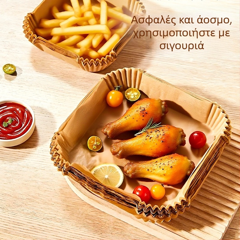 Τετράγωνο χαρτί σιλικόνης για φριτέζα αέρος, χαρτί ψησίματος με απορρόφηση λίπους, τροφίμων