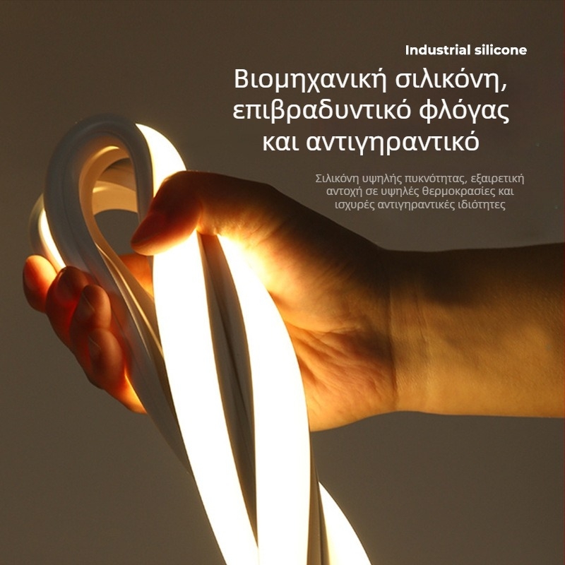 Εξατομικευμένη σιλικονούχα LED λωρίδα 220V – εύκαμπτη, αδιάβροχη λωρίδα φωτισμού, μονοχρωματική, 180 LED 3528, 8W, διακοσμητική μακριά λωρίδα