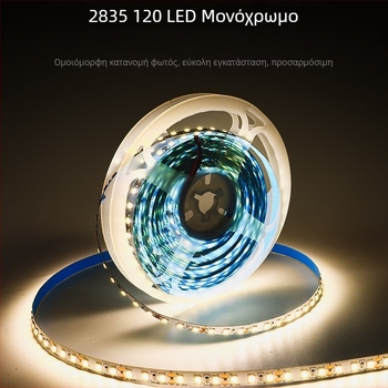 Λωρίδα LED 2835, χαμηλή τάση 12V/24V, αυτοκόλλητη, διπλής σειράς, 240 LED συνολικά (24 lm ανά LED)