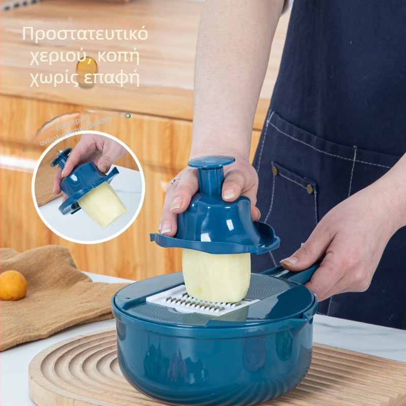 Πολυλειτουργικός Κόφτης Λαχανικών Κουζίνας 9 σε 1 — κοπή, τρίψιμο και φέτες για πατάτες και καρότα