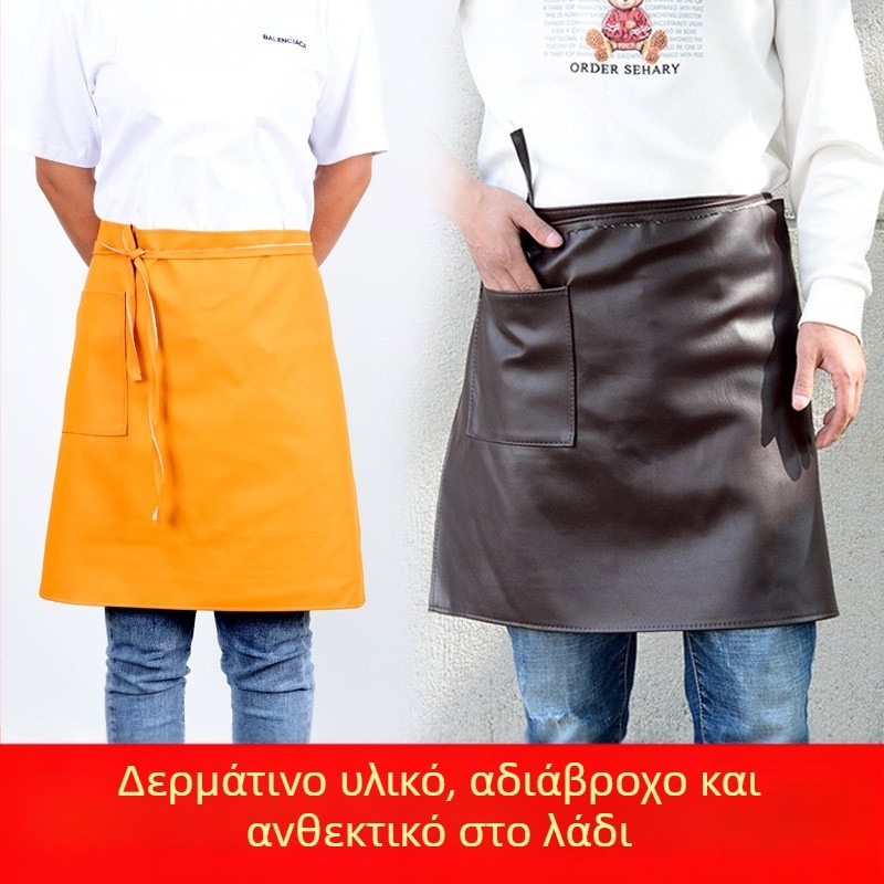 Δερμάτινο ποδιά μέσης, μισού μήκους, αδιάβροχο και ανθεκτικό στο λάδι, unisex, δυτικού στιλ