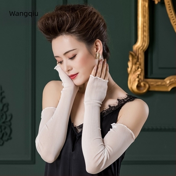 Wangqiu Unisex Καλοκαιρινές βραχίονες προστασίας από τον ήλιο από μεταξωτό δίχτυ, λεπτές, μονόχρωμες, 1056, ένα μέγεθος