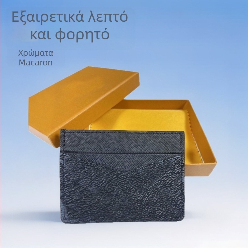 Θήκη καρτών σε μακαρόν χρώμα, υπερλεπτή και φορητή με πολλαπλές θήκες για κάρτες, PU δέρμα