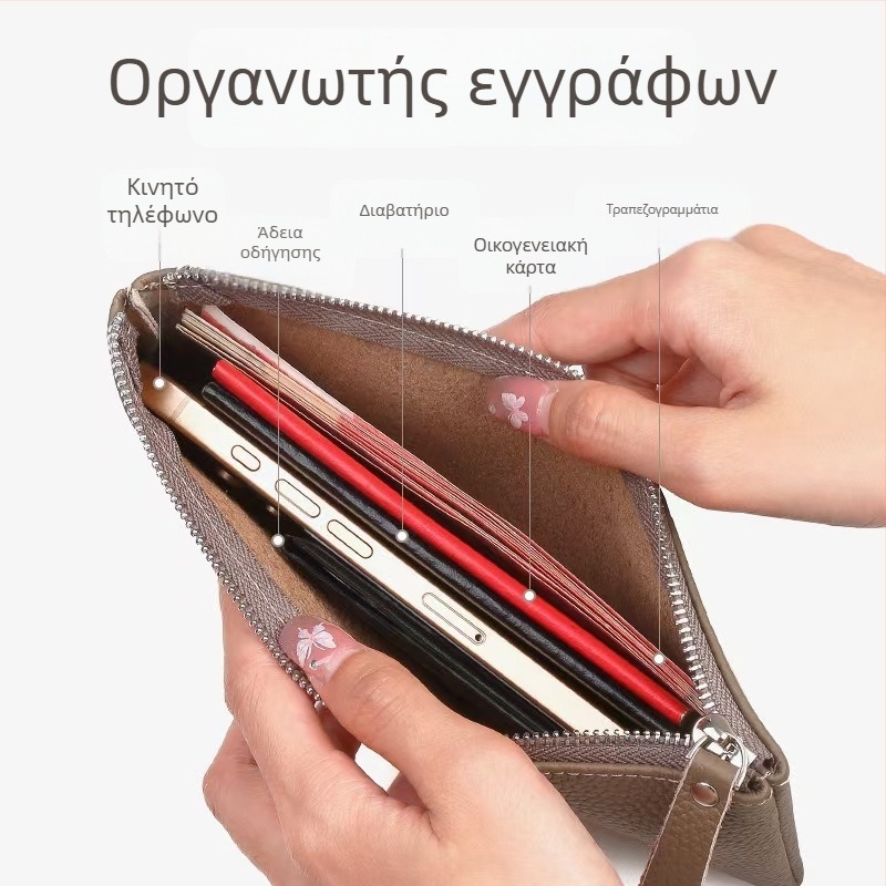 PU πορτοφόλι για κέρματα με φερμουάρ, με μεγάλη χωρητικότητα για μετρητά και καθημερινά καλλυντικά