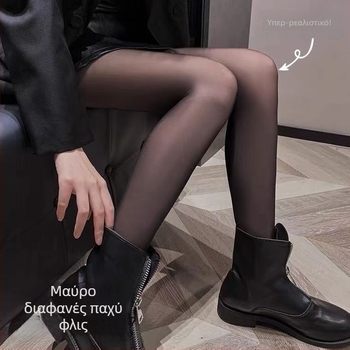 Γυναικείοι κολάν με φλίς επένδυση, παχία και ζεστά για φθινόπωρο-χειμώνα, κατάλληλα για εξωτερική χρήση, μοντέλο ενός κομματιού, μεγάλο μέγεθος