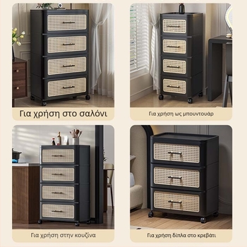 Τριών επιπέδων ντουλάπι αποθήκευσης δίπλα στο κρεβάτι για υπνοδωμάτιο και σαλόνι — PP συρταριέρα αποθήκευσης για παιχνίδια και ρούχα, χωρίς εγκατάσταση