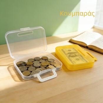 Κίτρινο διαφανές φορητό κουμπαρά για παιδιά, επιτραπέζιος οργανωτής αποταμίευσης
