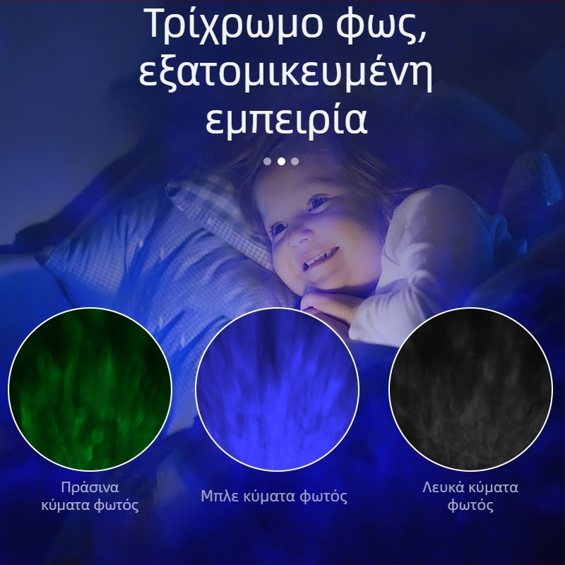 Οβάλ προβολέας γραφείου με ενσωματωμένο ηχείο, τροφοδοσία USB, φωτισμός ατμόσφαιρας με θαλασσινή αύρα και κυματισμούς