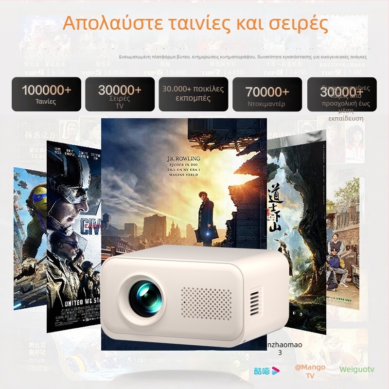 S6P προβολέας 720p για υπνοδωμάτιο και οικιακό κινηματογράφο, προβολή οθόνης από κινητό, έως 150 ίντσες