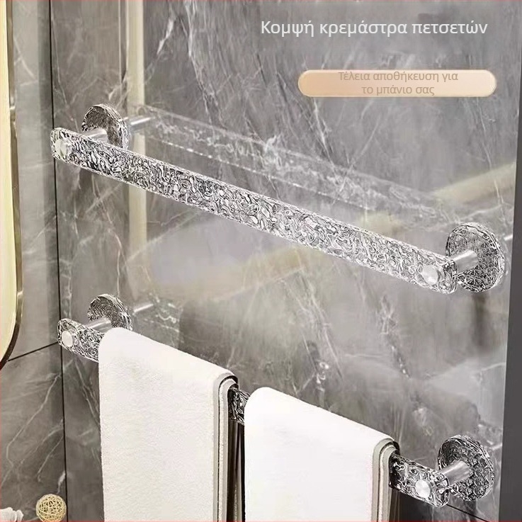 Ακρυλικός οργανωτής μπάνιου σε τοίχο για παντόφλες και πετσέτες, εγκατάσταση χωρίς διάτρηση