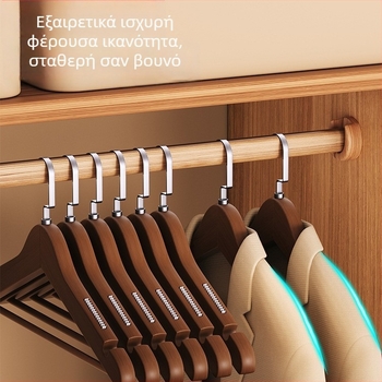 Ξύλινες κρεμάστρες για ρούχα από φυσικό ξύλο, αντιολισθητικές, ανθεκτικές στη παραμόρφωση, παχύτερες, χωρίς ίχνη, για υπνοδωμάτιο, γκαρνταρόμπα ή κατάστημα ενδυμάτων