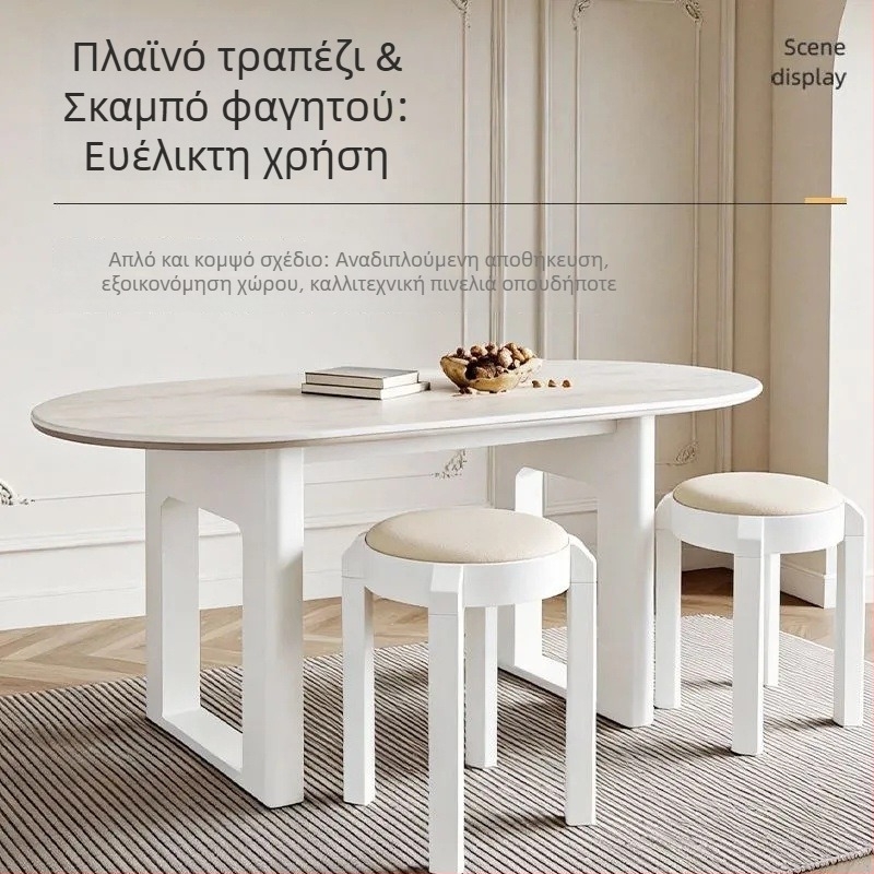 Κυκλικός πλαστικός σκαμπό με αποσπώμενο επενδυμένο κάλυμμα, κατάλληλος για στοίβαξη και αποθήκευση, μοντέρνος μινιμαλιστικός σχεδιασμός, παχύτερη μαλακή επένδυση για οικιακή χρήση