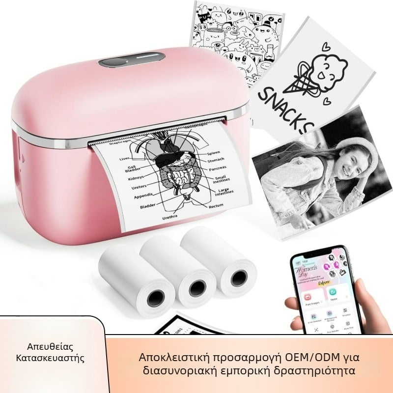 Phomemo T02E Ultra Μίνι Θερμικός Εκτυπωτής – Φορητός Εκτυπωτής Φωτογραφιών, 48 мм