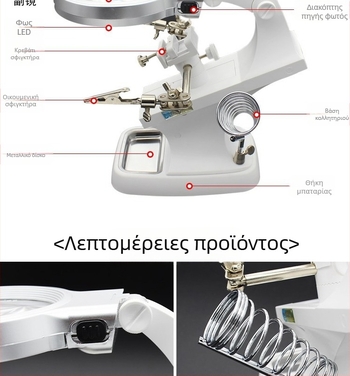 Επιτραπέζιος μεγεθυντής για επισκευές με παροχή ρεύματος και φως σε βάση – πολυλειτουργικό εργαλείο συγκόλλησης και επισκευής μητρικών πλακετών κινητών.