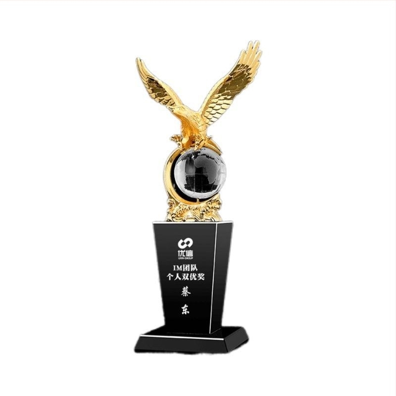 Golden Eagle Κρύσταλλο Τρόπαιο και Μετάλλιο, υψηλής ποιότητας εξατομικευμένα για αθλητικές εκδηλώσεις, διαγωνισμούς και ετήσιες συναντήσεις — σουβενίρ, διακοσμητικά δώρα με χαρακτική