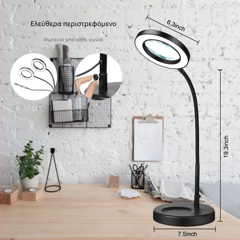 LED διπλωμένη μεγεθυντική λυχνία με κλιπ, USB φως ανάγνωσης και πολυλειτουργική επιτραπέζια λυχνία