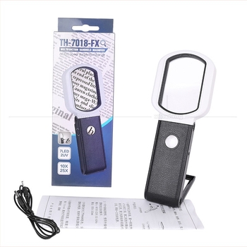 Τετράγωνο οπτικό μεγεθυντικό γυαλί 85x55 mm με 9 LED για επαλήθευση νομισμάτων, φορητή ανάγνωση και ταυτοποίηση αρχαιοτήτων