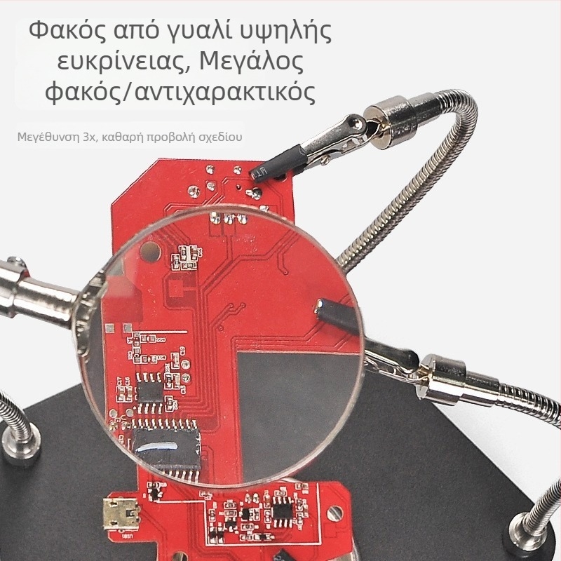 Οικουμενικός σταθμός συγκόλλησης με μεγεθυντικό φακό για επισκευή PCB — σταθερός πάγκος εργασίας