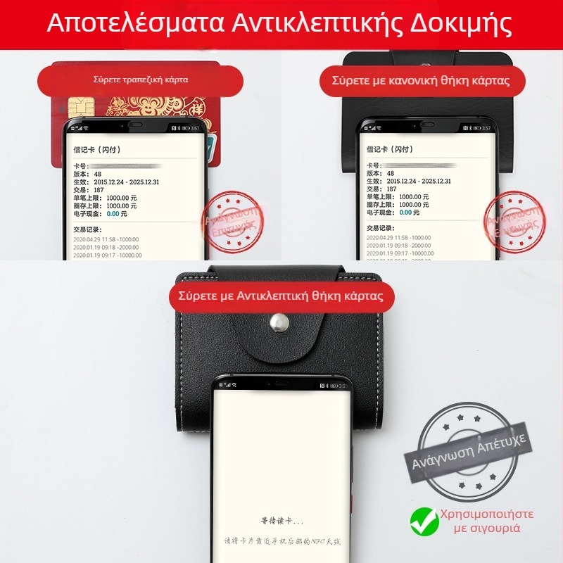 Θήκη καρτών από PU δέρμα με προστασία κατά της κλοπής και αντί-μαγνητική προστασία, μεγάλη χωρητικότητα, πολλαπλά διαμερίσματα για κάρτες και έγγραφα, unisex.
