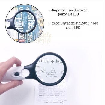 Χειροκίνητο μικροσκόπιο με φωτισμό, διπλός φακός, υψηλής ευκρίνειας μεγεθυντής για ανάγνωση εφημερίδων